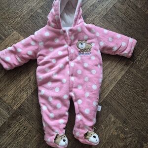 Pink Polka Dot Bear Onesie